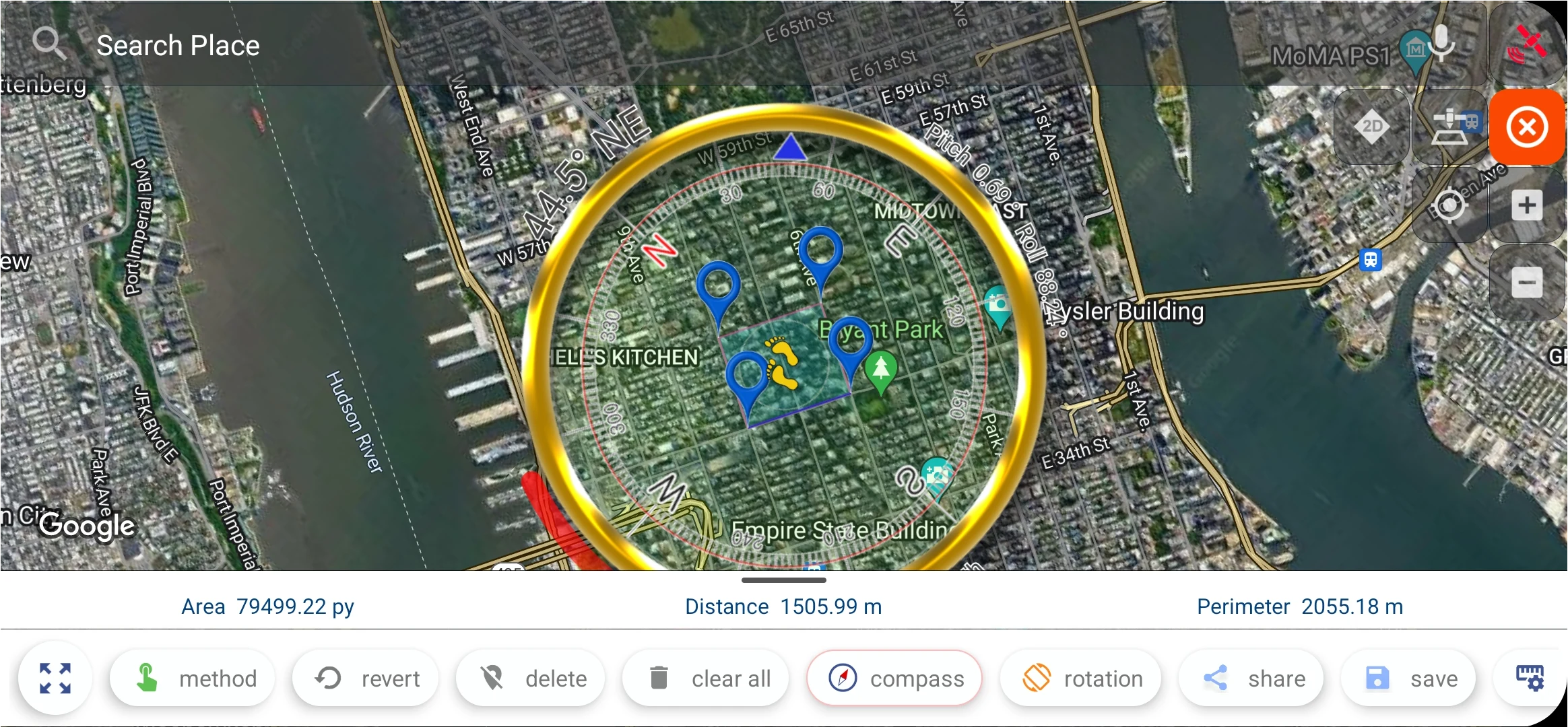 Land Area Measure And Compass screenshot