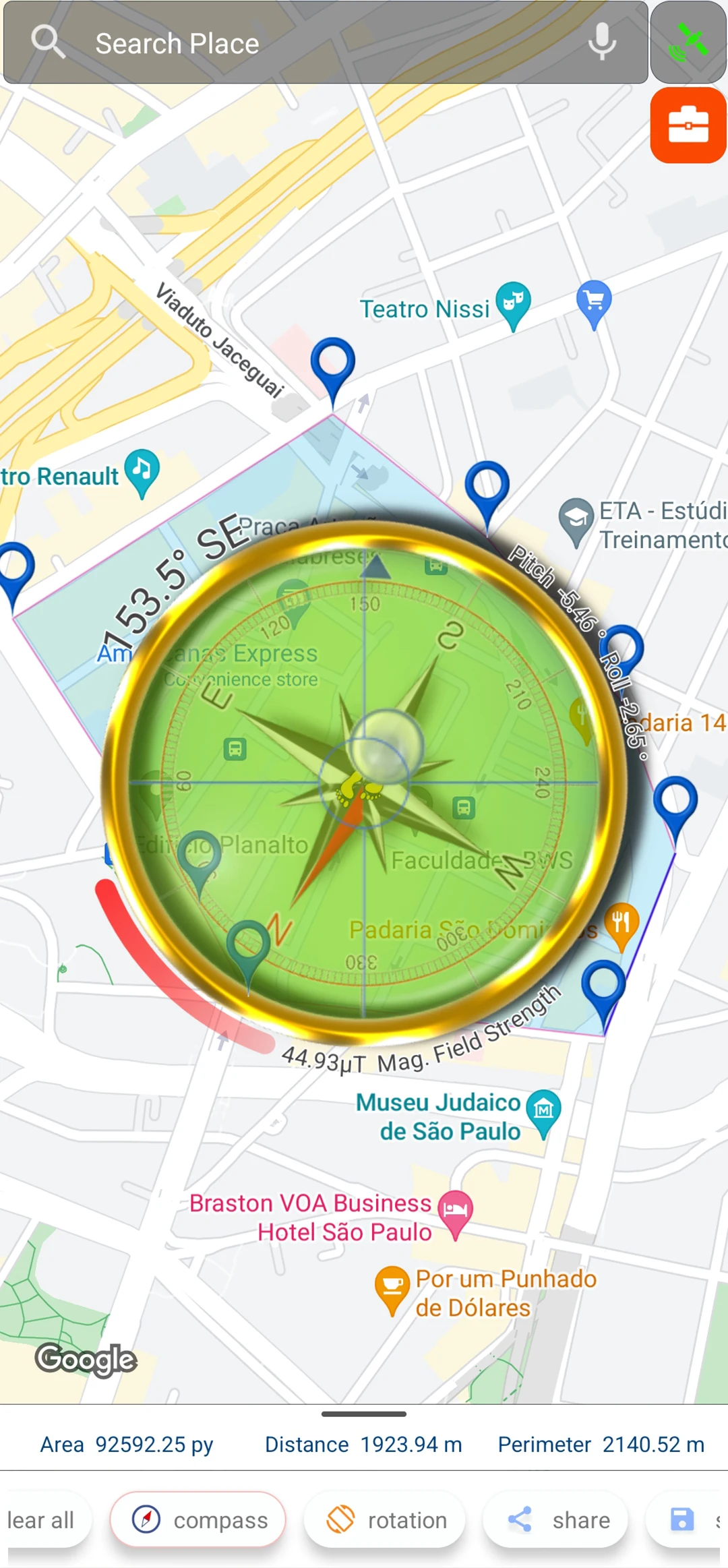 Land Area Measure And Compass screenshot