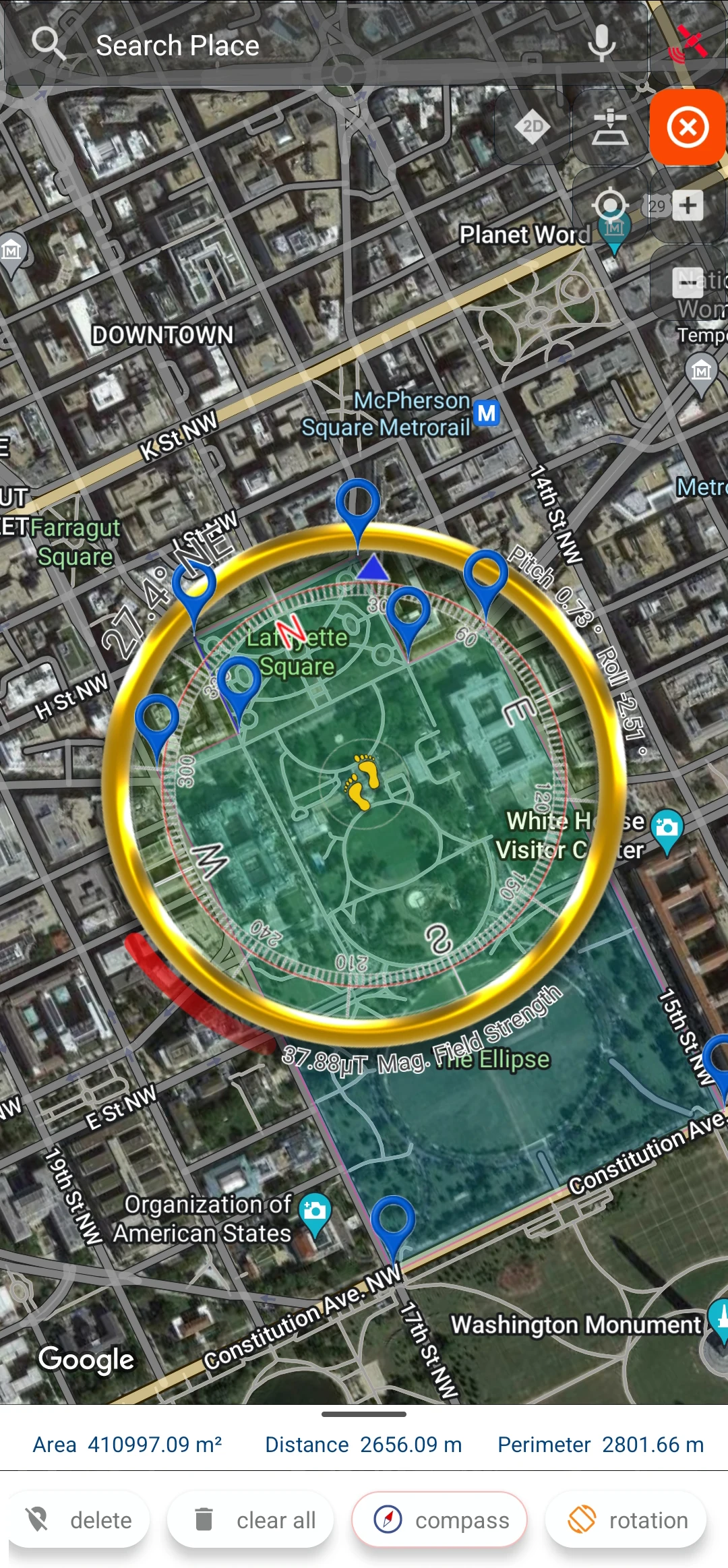 Land Area Measure And Compass screenshot